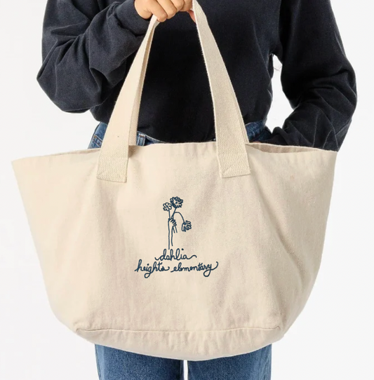 EMBROIDERED DAHLIA HEIGHTS FLOWER TOTE